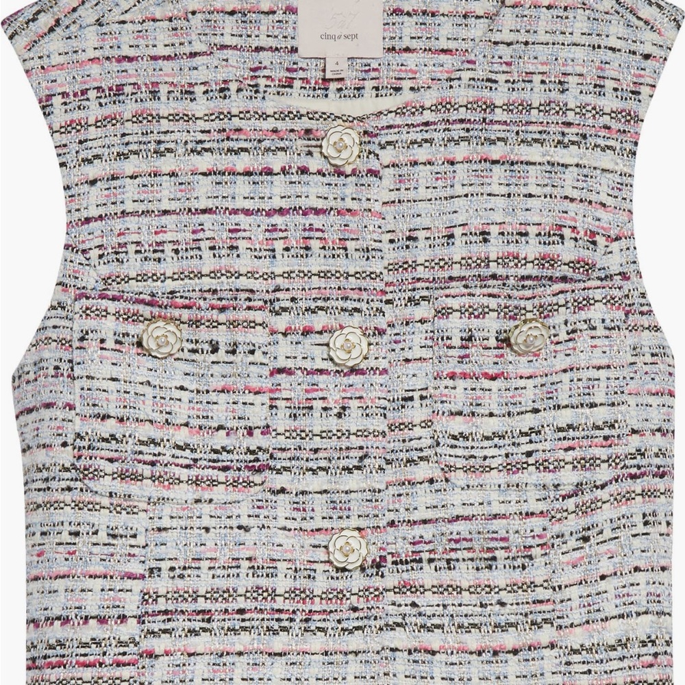 Cinq à Sept Multicolor Tweed Sleeveless Top - Picture 4 of 4